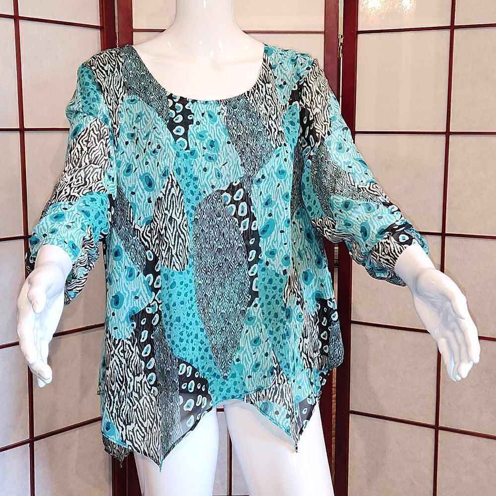 Style & Co. Sheer Layered Multi-Pattern Blouse